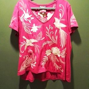 Johnny Was Embroidered Swing Tee